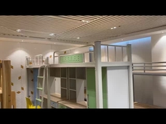 Cama litera metálica Beston con escalera, doble capa, uso en dormitorio escolar, estructura estable