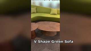 Sofá verde en forma de V, muebles modernos de sala de estar para oficina