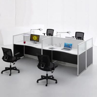 Madera negra modular del panel de cristal del escritorio del puesto de trabajo de cuatro personas del ISO