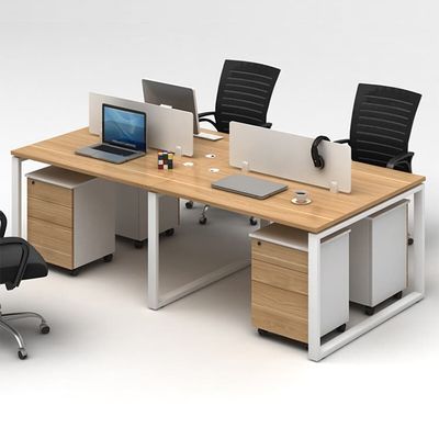 Mesa de estación de trabajo modular de madera de escritorio de oficina recta lineal de 4 vías