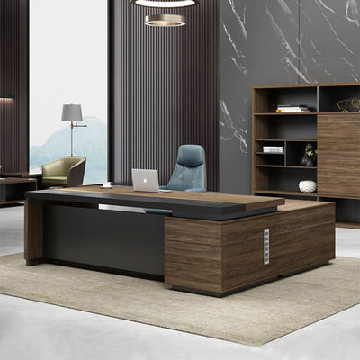 2 metros de 50 mm Escritorios de oficina ejecutiva CEO Desk L Shape con gabinete lateral