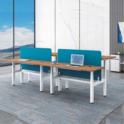 Escritorio de oficina ajustable de madera de la altura del OEM del puesto de trabajo eléctrico de la oficina de 4 personas 25m m