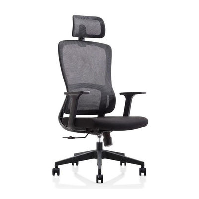 Silla de oficina de malla de reposacabezas negra Silla de trabajo de malla de alto estiramiento
