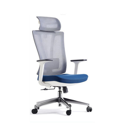 Silla de oficina de malla blanca ajustable con respaldo alto, posición múltiple