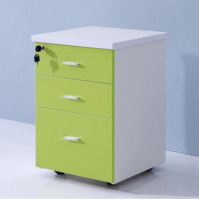 Gabinete de archivo móvil de 3 cajones Gabinete de archivo bloqueable de madera verde