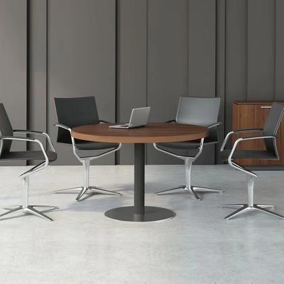 Mesa de conferencia redonda de 80 cm con pata de metal negro y superficie resistente a los arañazos