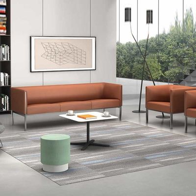Juego de sofás de cuero de esquina naranja Tela de flexibilidad Modular 1 2 3 Asiento