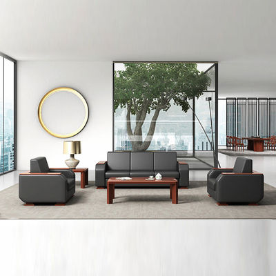 Mobiliario de oficina de 3 plazas Sofá Lounge Set Modular de cuero negro