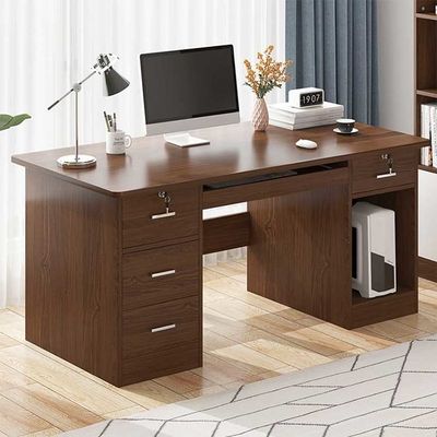 Mesa de estudio moderna clásica marrón de escritorio de estudio en casa de 1,2 m con cerraduras