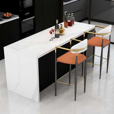 Conjunto de taburete de mesa de bar de 62,9 pulgadas, grosor de grano de madera de mármol blanco, 25mm con sillas