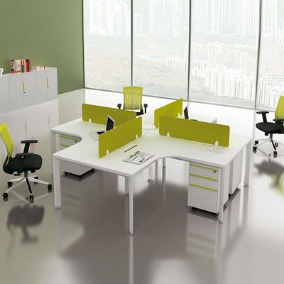 120 grados MDF blanco Cubicle 4 personal Estación de trabajo Mesa para la sala de oficina
