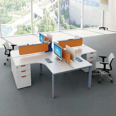 Modernos espacios abiertos de 4 asientos coworking mesa de oficina modular estación de trabajo