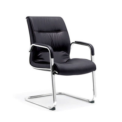 Silla de oficina de cuero PU Silla de conferencia de cuero negro sin ruedas