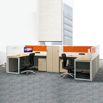 Amarillo Centro de llamadas de 4 personas Cubicle de oficina Estaciones de trabajo