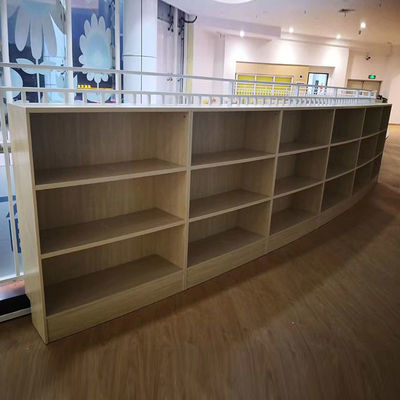 Archivador de biblioteca de tamaño personalizado con tablero de melamina y forma curva para almacenamiento de oficina
