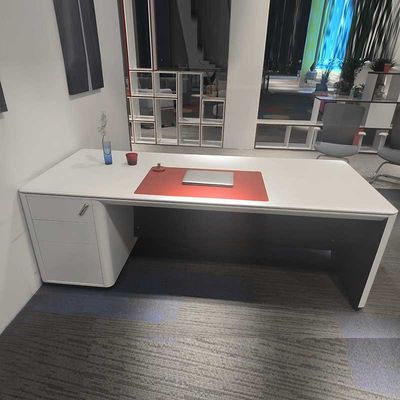 Luxury White Mdf CEO Gerente Ejecutivo Ergonómico Escritorio con cajones