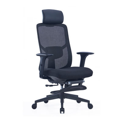 Silla de oficina de malla negra con reposacabezas ajustable, malla transpirable y soporte lumbar