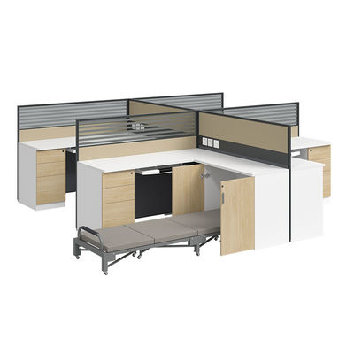 Estación de trabajo de tamaño personalizable en forma de L Escritorio Cubicle de oficina Estación de trabajo con cama plegable