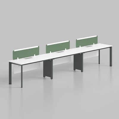 W3600*D1200*H750MM Muebles de oficina recta Modular 6 plazas de escritorio de escritorio de computadora de trabajo de color blanco