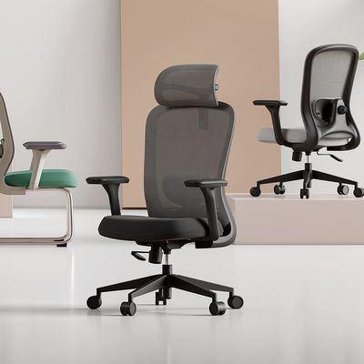 Silla de escritorio ergonómica de malla ajustable y rodante para ejecutivos con soporte lumbar