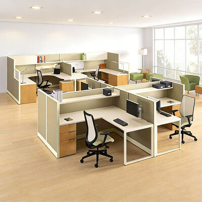 Estación de trabajo de oficina de tamaño personalizado con escritorio de tablero de melamina y muebles de oficina modulares con marco de aluminio