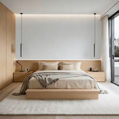 Venta al por mayor de muebles de dormitorio de hotel de lujo conjunto de madera cama de hotel de 5 estrellas con mesa de noche