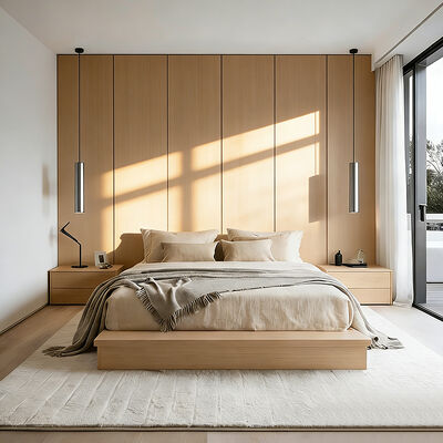 Muebles de dormitorio del hotel de madera de 5 estrellas King Queen Bed Cabinet Al lado de la cama para el hotel Villa