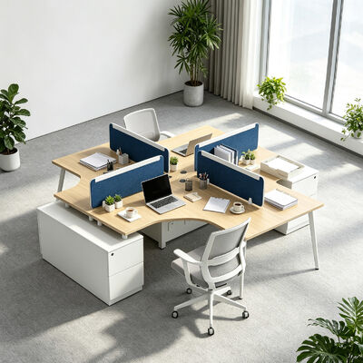 Escritorios modulares para estaciones de trabajo con tablero de melamina de 25 mm, diseños personalizables y archivador móvil para oficinas colaborativas