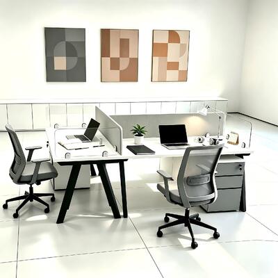 Escritorio Modular de Tamaño Personalizado con Tablero de Melamina en Configuraciones de 2, 4, 6 Puestos