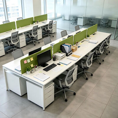 Escritorio de estación de trabajo modular BS-WT60 con tablero de melamina de 25 mm y tabique de tela verde - Tamaño personalizable